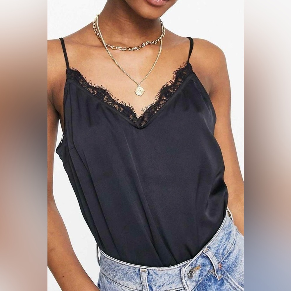 Abercrombie Silk Lace Bodysuit Black, size S, EUC!